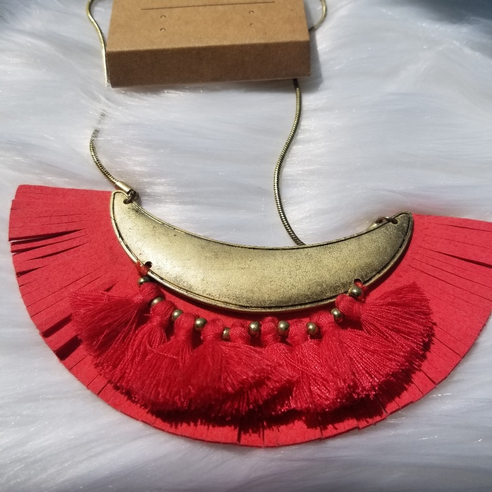 Burnt orange Tassle necklace